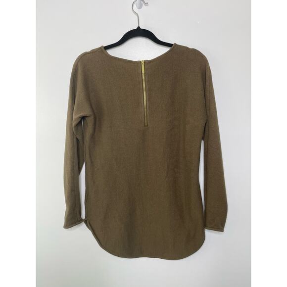 MICHAEL Michael Kors Sweater Long Sleeves Knit Hi-Low Brown Gold Zipper XS - Picture 2 of 11